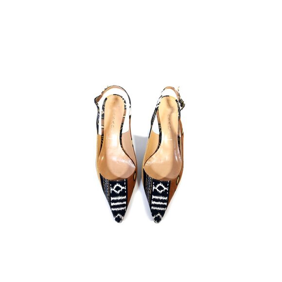 Casadei Shoes Pointed Toe Slingback Kitten Heels in Tribal Print Size 7.5 - Picture 1 of 11